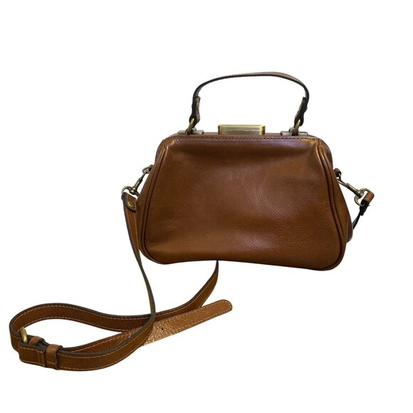 Patricia Nash Brown Leather Crossbody Bag With Adjustable Strap & Brass Hardware - Picture 3 of 7